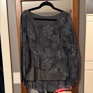 Elegant Gray Floral Women's Top